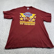 Vintage Logo 7 Washington Redskins T Shirt Red 1987 NFC Champions Mens Size L