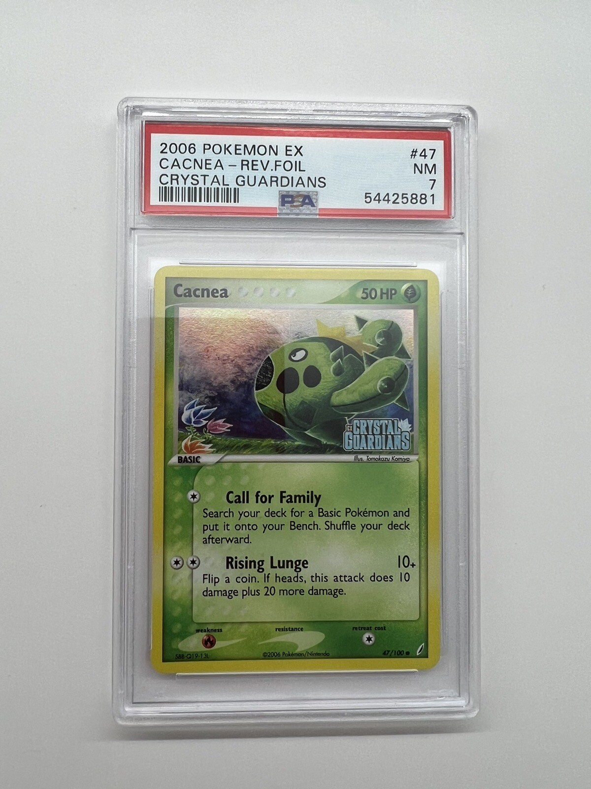 Pokemon PSA 7 Near mint Cacnea 47/100 EX Crystal Guardians Reverse Holofoil 2006