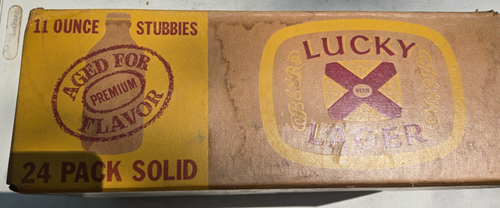 Caja de depósito Lucky Lager vintage, paquete de 24 11 oz Stubby, General Brewing - Imagen 2 de 11