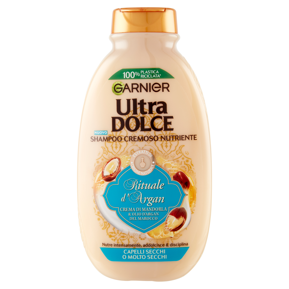 3 Pezzi Garnier Ultra Dolce Shampoo con crema di Mandorla e Olio d'argan da250ml