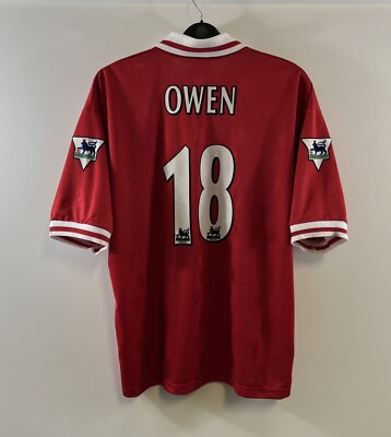 Liverpool Owen 18 Signed Home Football Shirt 1996/98 Adults XL Reebok F36  UK