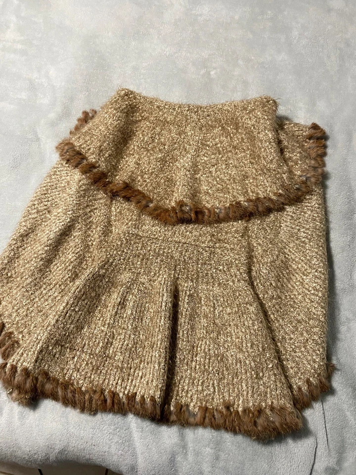 Chaleco chal Love Token 100 % genuino natural con ribete de piel de conejo mediano para mujer Foto 4 de 4