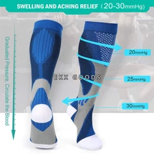 Compression Socks Stockings Womens Mens Knee High Medical 20-30 mmHG S/M - XXL