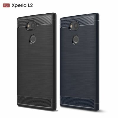Sony Xperia L2 TPU Handy Cover Karbon Fiber Optik Textur Gebürstet Schutzhülle