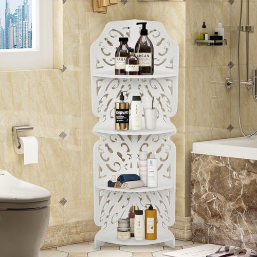 Home 4 Tier Corner Bath Bedroom Shelf Stand Rack Storage Bookcase Furniture - Picture 4 of 12