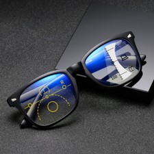 Anti blue light Square Progressive Multifocal Reading Glasses Large frame