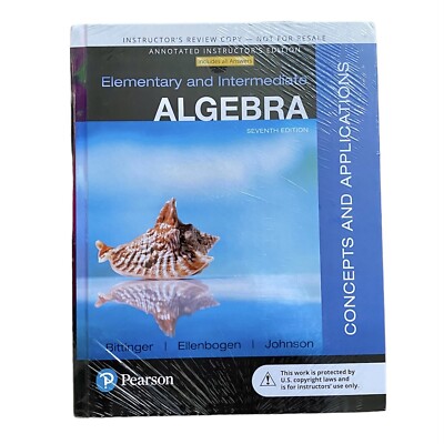 Pearson Elementary Intermediate ALGEBRA 7th Edition HC Textbook Instructor Copy