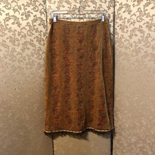 Betsey Johnson Vintage Mustard Velvet Textured Skirt Size M RUNS SMALLER