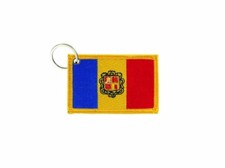 Keychain keyring embroidered embroidery patch double sided flag andorra