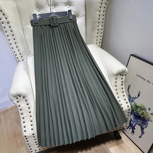 High Waist Pleated Elegant Midi Skirts with Belted New Spring Summer Solid - Bild 13 von 42