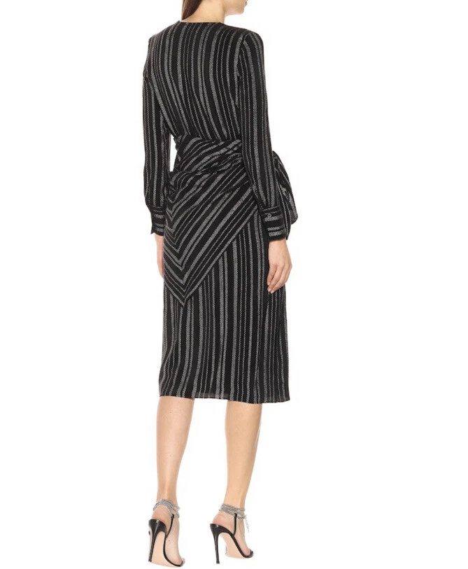 100% AUTH NWT $1,595 Altuzarra “Sparks” Silk Dress, Black& Silver, FR38/US6 - Image 2 of 4