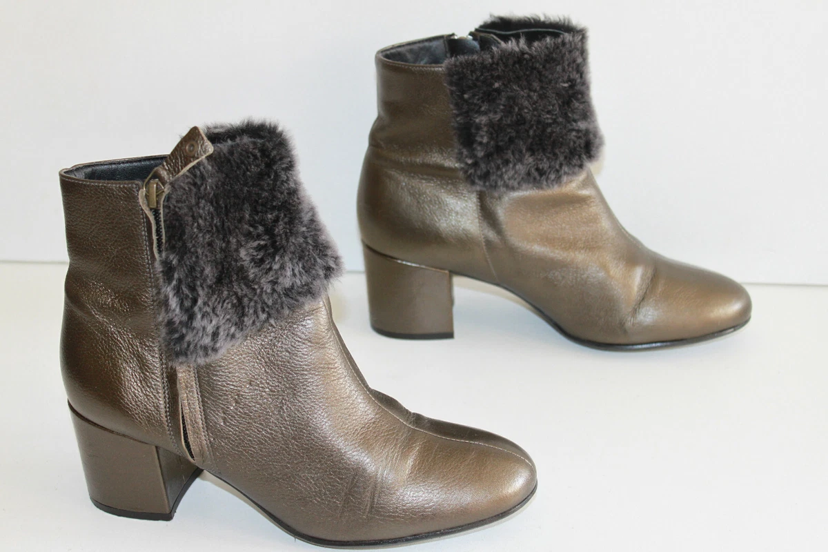 San Marina Boots Booties Stuffed Leather Bronze T 39 Top Condition