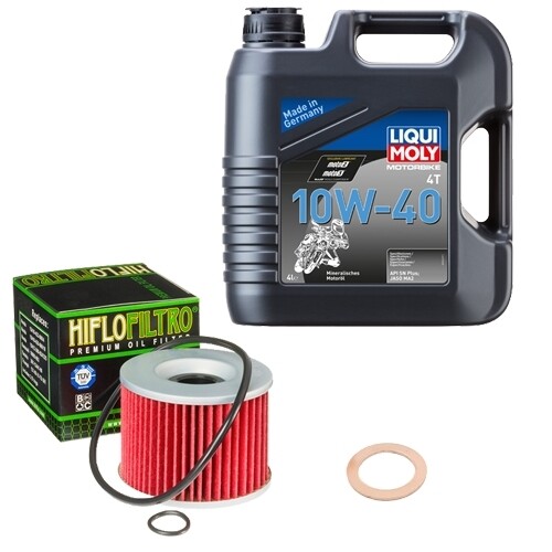 Hiflo ÖLfilter Set Liqui Moly 10W-40 4L FüR Kawasaki Zl 900 A Eliminator Bj.1985-image