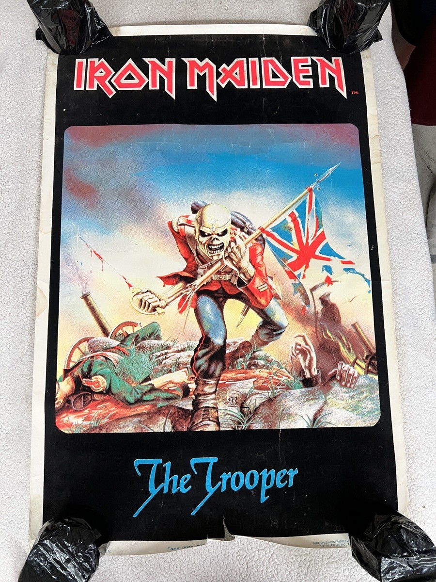 VINTAGE Iron Maiden The Trooper Felt Black Light Poster 1984 rare
