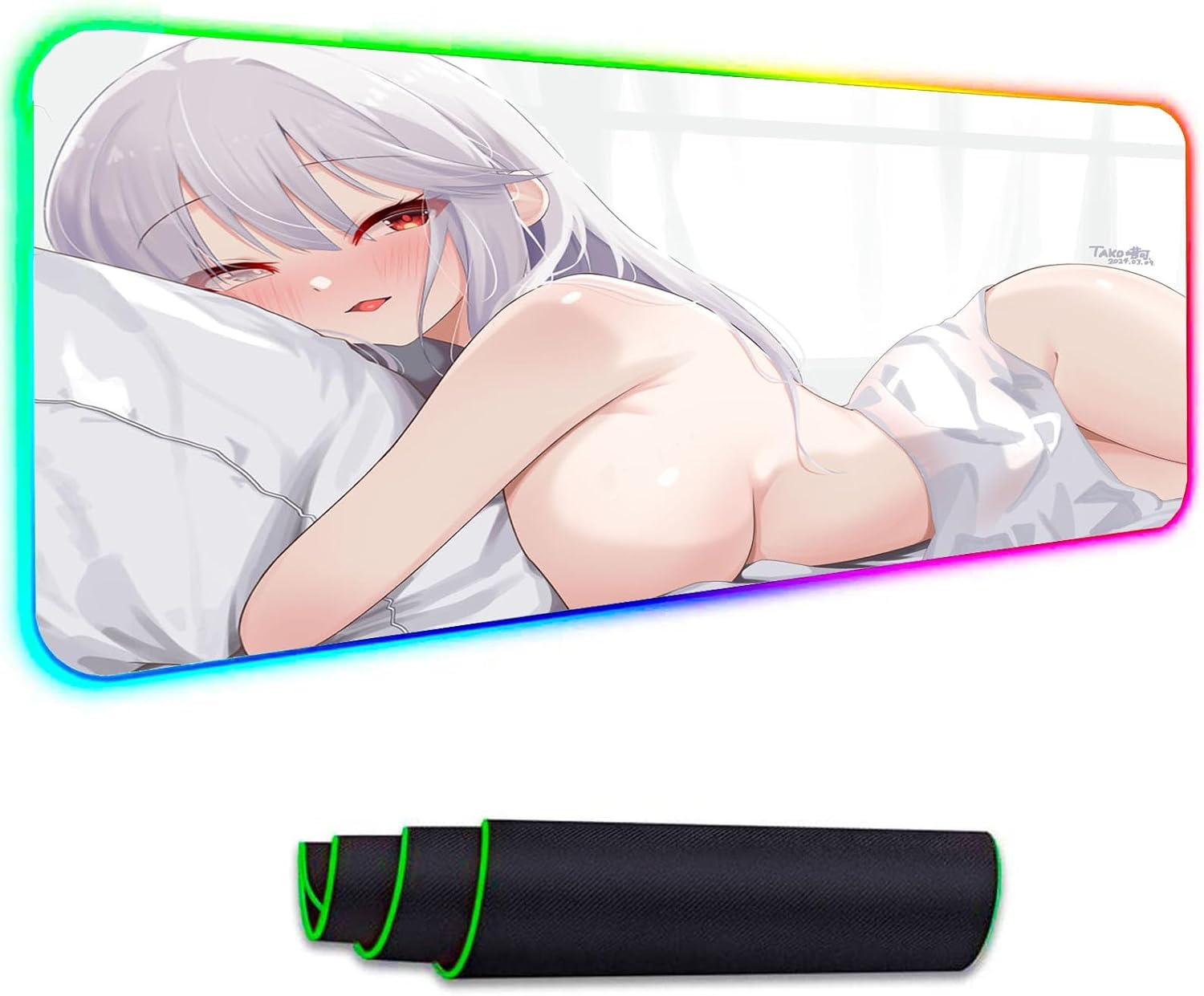 Anime Girl RGB LED Gaming Mouse Pad with Sexy Chest Design for Laptop & PC-image