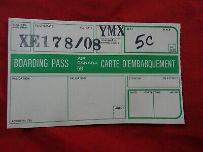 Old Airline Boarding Pass ~ Air Canada - XE 178/08 YMX VINTAGE | eBay