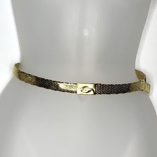 Womens Sz S Gold Tone Shiny Snake Scale 70's 80's Style Disco Retro Slider Belt