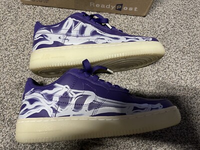 Size 5 - Nike Air Force 1 Low '07 QS Purple Skeleton Halloween