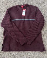 Arrow Sweater Mens Large Pullover Crew Neck Burgundy Long Sleeve New With Tags