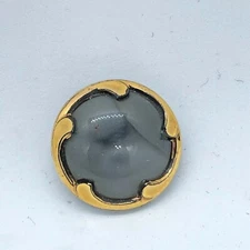 Grey Moonglow Button, Imitation Prong Set Gold Luster - Medium HTF, BKM