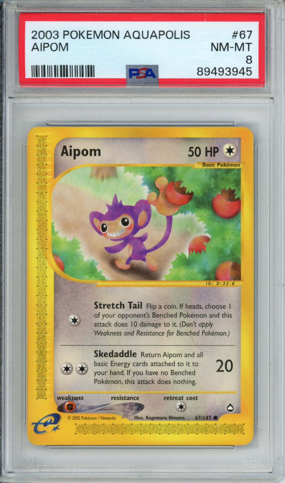 PSA 8 AIPOM 2003 POKEMON AQUAPOLIS #67/147 NM-MT
