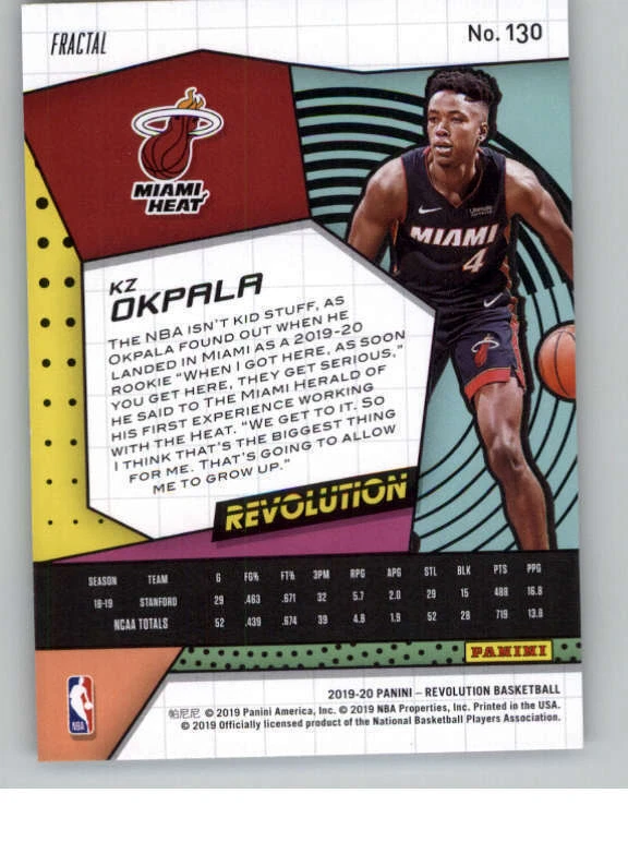 2019-20 Panini Revolution Fractal #130 KZ Okpala (ref 144036) - Image 2 of 2