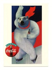 Coca Cola Postcard Vintage On Skate The Coca-Coal Polar Bear is Always Cool