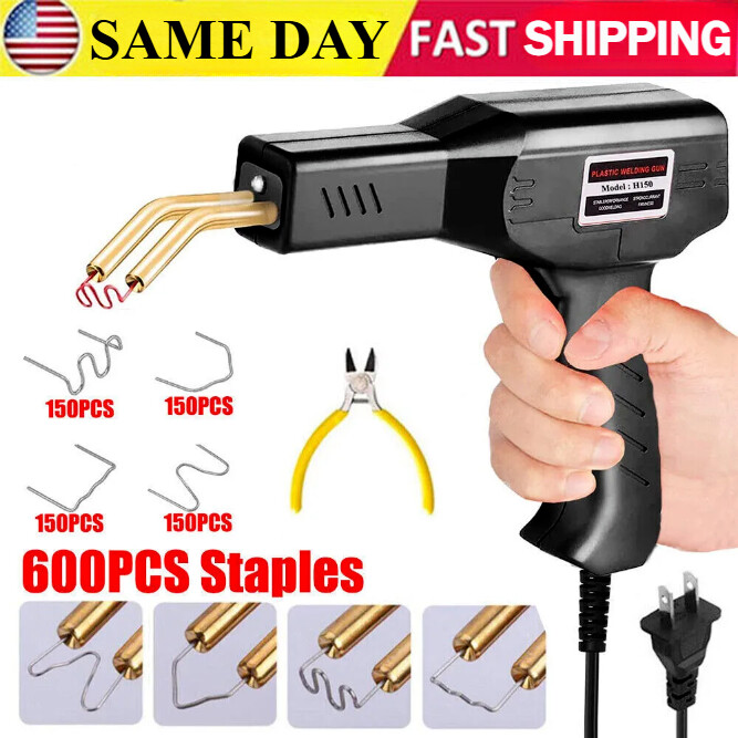 Hot Stapler Car Bumper Fender Fairing Welder Gun Plastic Repair Kit +600 Staples