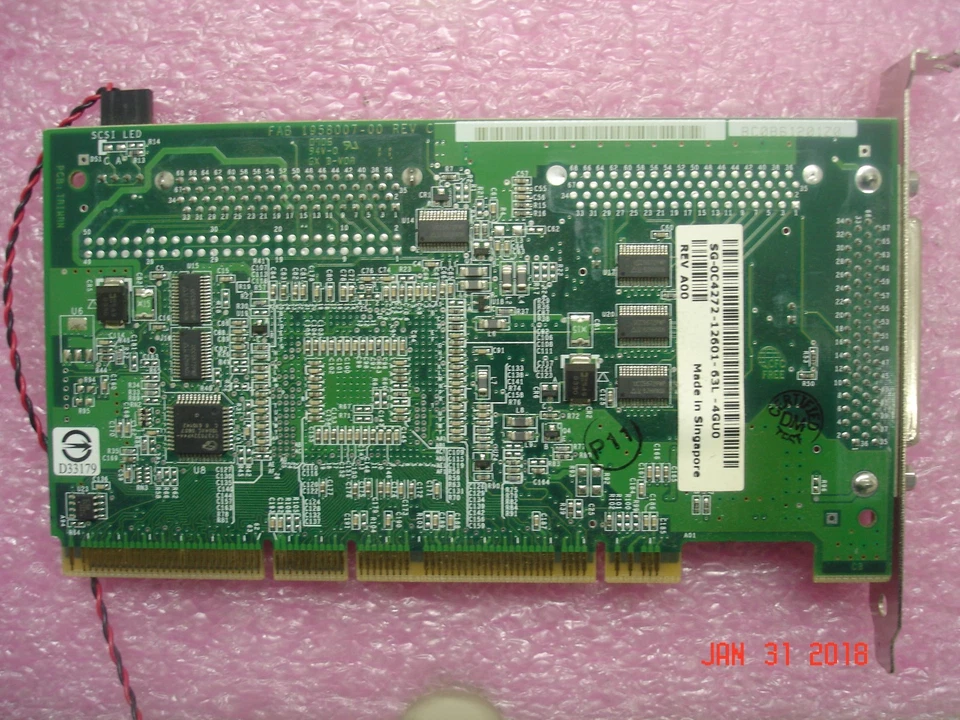 DELL C4274 PCI-X U320 SCSI 1 CHANNEL RAID CONTROLLER, W/ 68PIN CABLE & ID CABLE - Image 3 of 4