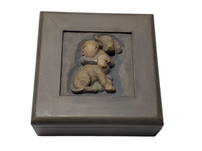 Willow Tree ''Hug'' A boundless Love Boy with Dog Jewelry Trinket Box 5162