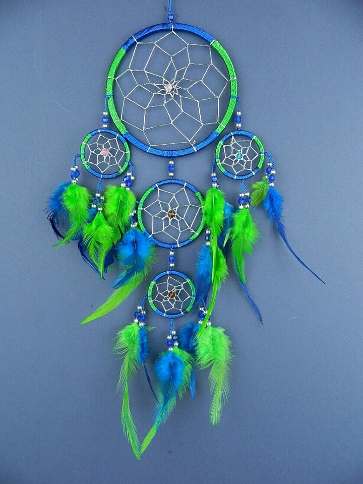Dream Catcher Blue Green Dreamcatcher Premium Quality Craft Dreamcatchers 12x30 — 第 2/3 张图片