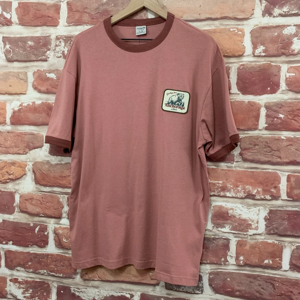 Хлопковая футболка женская размер XL розовая Anchorage Alaska Bear нашивка повседневный топ - Изображение 3 из 4