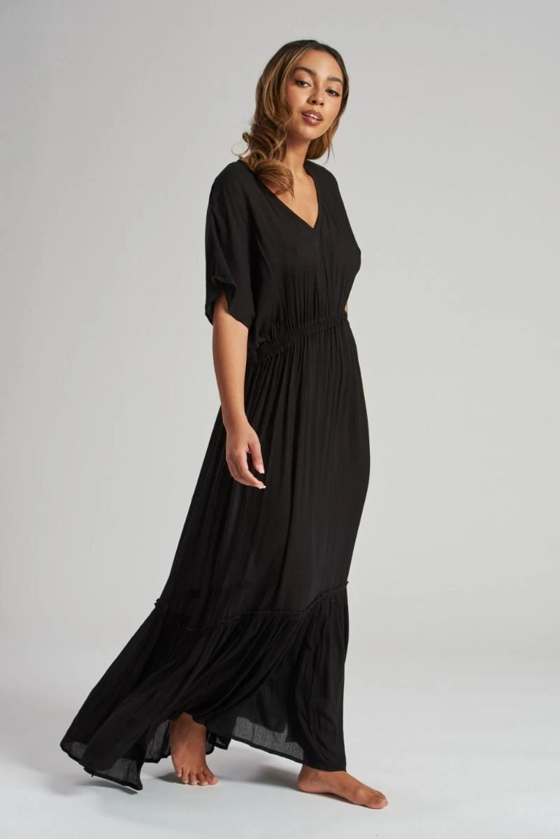 South Beach Black Crinkle Maxi Dress eBay