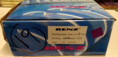 Renz White Comb Binds 19mm 20 plastic  ring x 50 pack