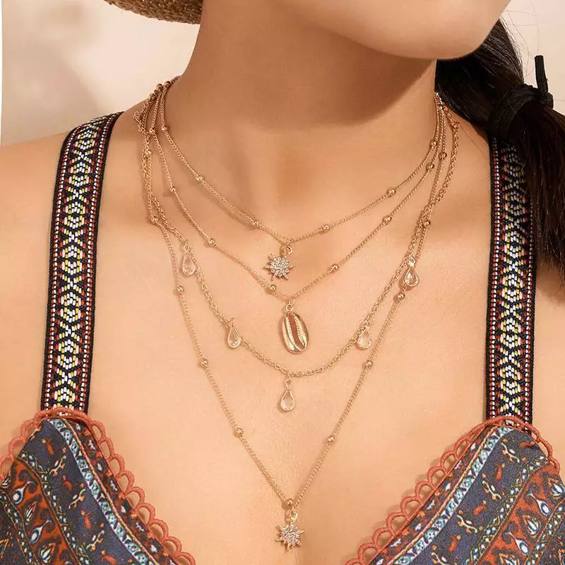 Silver multilayer necklace outlet