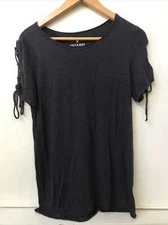 Womens Size M American Eagle Outfitters AEO Tie Sleeve Soft & Sexy T Shirt Gray