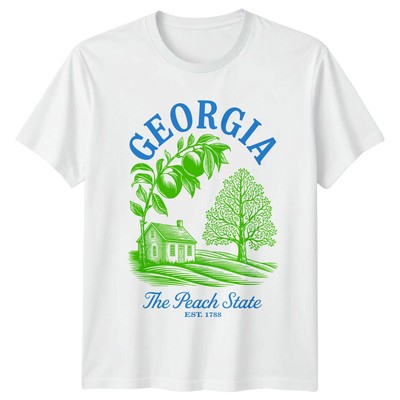 Georgia The Peach State Est 1788 Herren Damen Grafik T-Shirt Unisex Oberteil