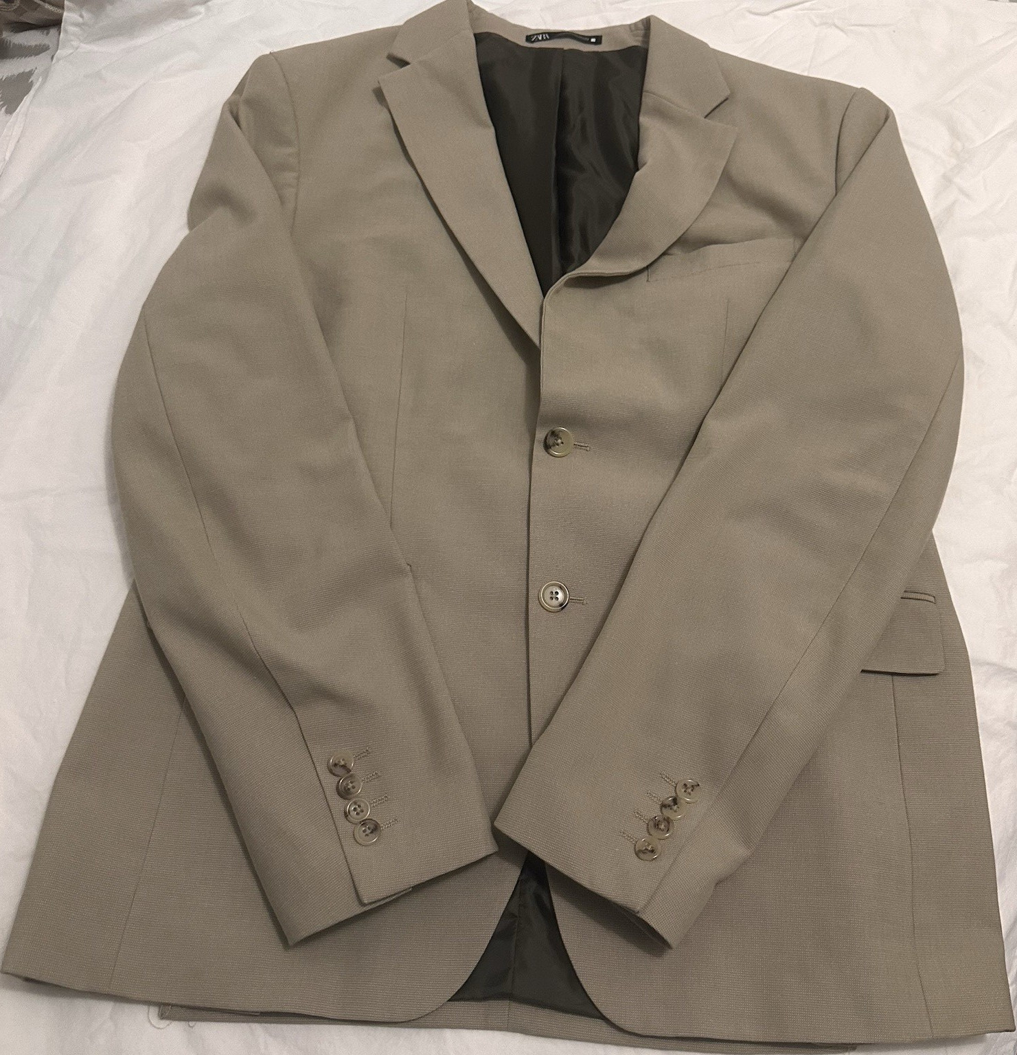 ZARA Men's Beige Single-Breasted Notch Lapel Tuxedo Blazer Size 42