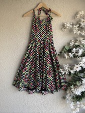 H&R Black Cherry Polka Dot Halter Neck Dress Size 10 Vintage Style