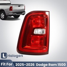 Halogen Tail Light For 2025-2026 Dodge Ram 1500 w/Chrome Bezel Driver Left Side