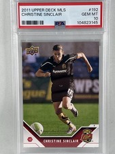 2011 Upper Deck #192 MLS Rookie Card Of Christine Sinclair PSA Gem Mint 10. rookie card picture