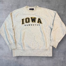 Vintage Iowa Hawkeyes University Grey Champion Reverse Weave Y2K Crewneck Medium