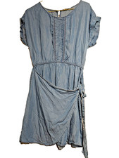 Blu Pepper Dress Womens Small Short Sleeve Wrap Boho Casual Lightweight Lyocell