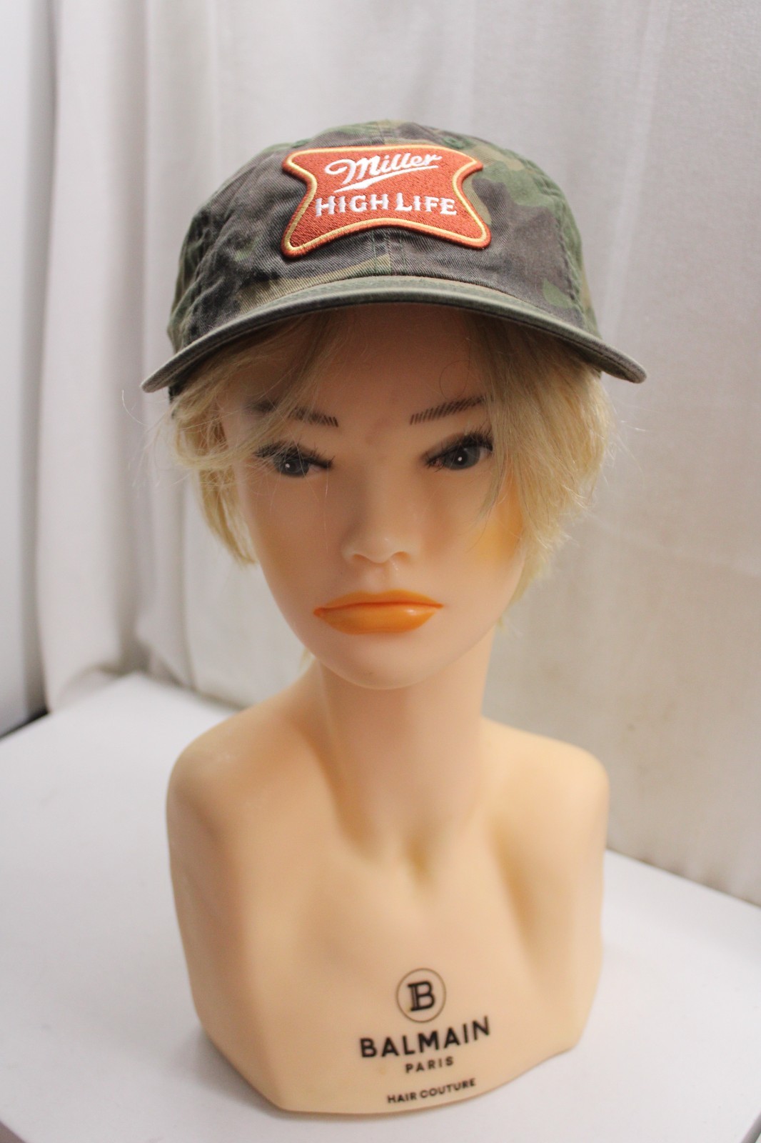 Vintage American Needle Miller High Life green camo patch adjustable hat OSFM