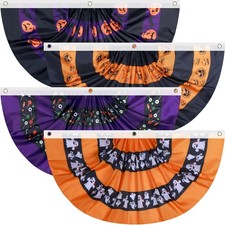 4 Pcs Halloween Bunting Flags for Outside 3 x 1.5 ft x 3 feet, Vivid
