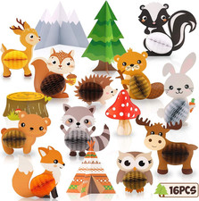 16 Pack Woodland Baby Shower Decorations, Woodland Animals Table Centerpieces, J