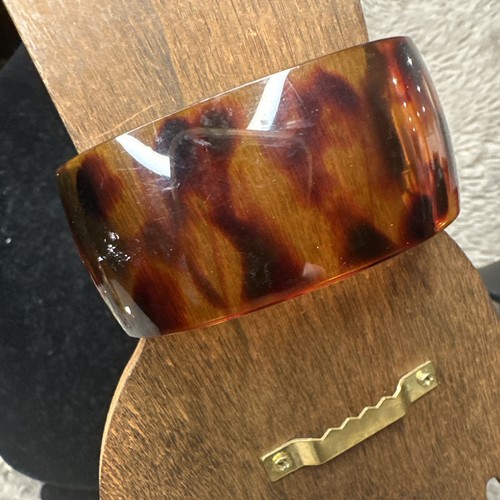 Vintage Pedre Quartz Faux Tortoise Lucite Hinged Wide Cuff Bracelet Watch - Bild 5 von 8