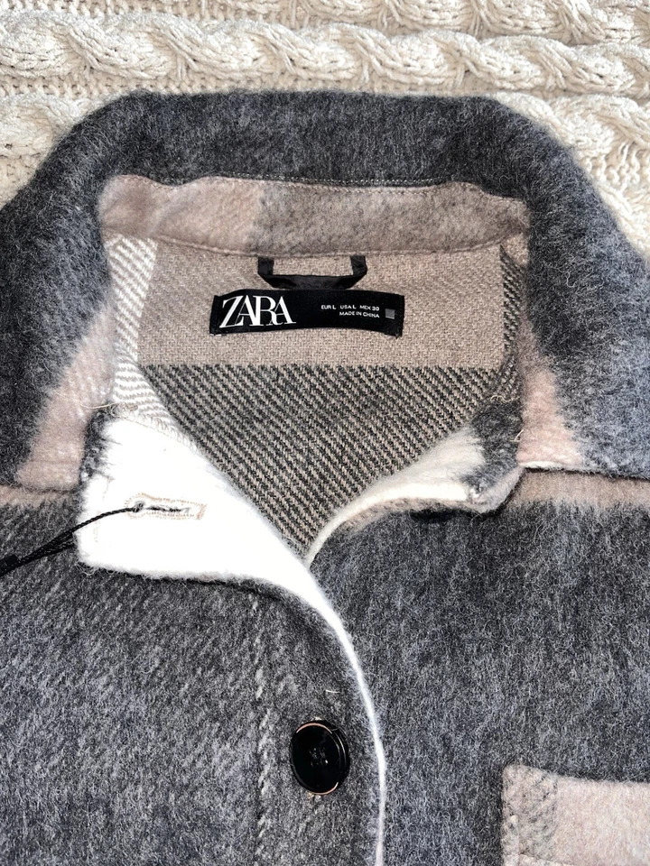 Chaqueta Zara con flecos a cuadros talla L mezcla de lana flecos occidentales Yellowstone Foto 4 de 4