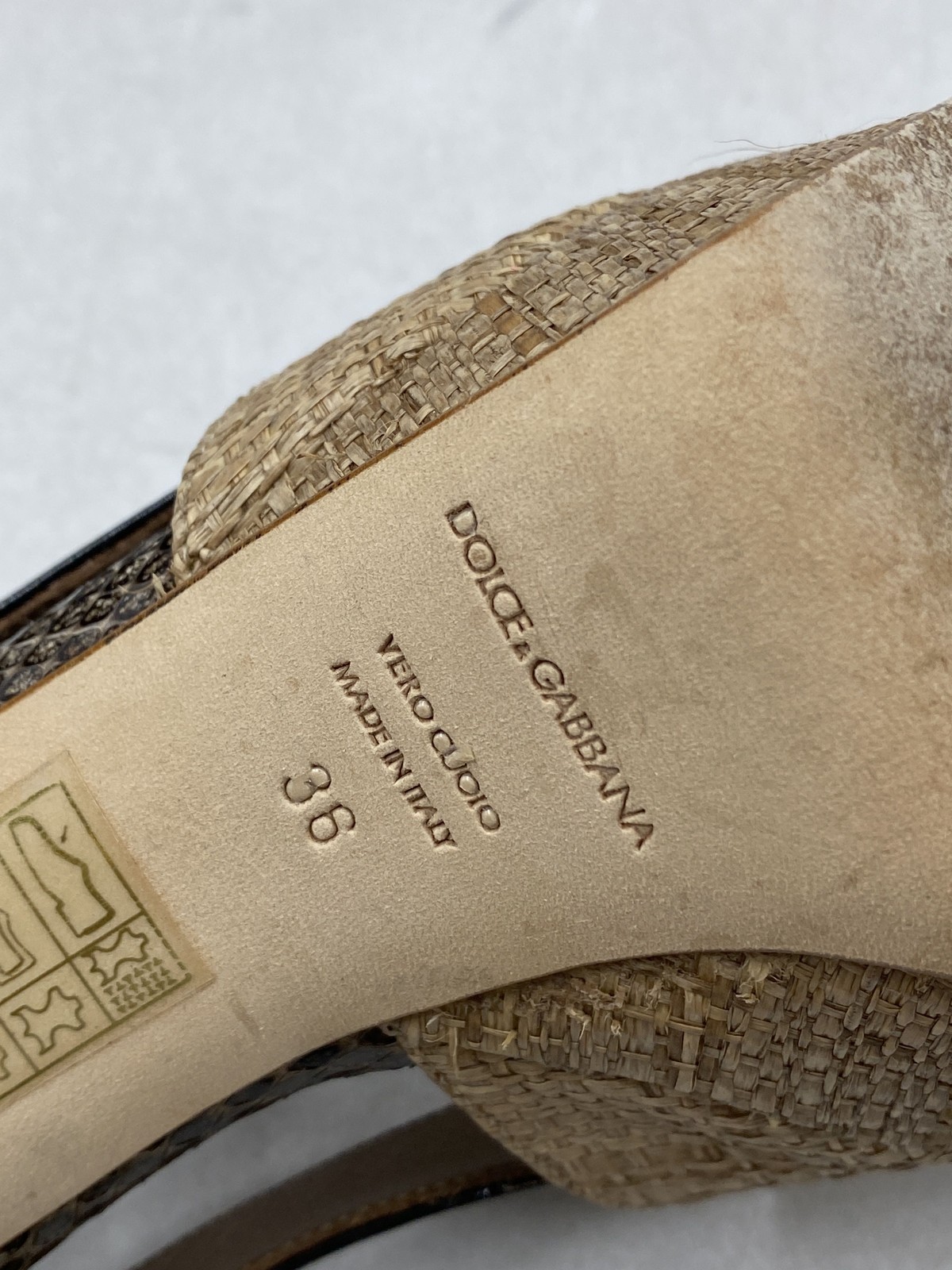 Dolce & Gabbana Beige Raffia Python Leather Platf… - image 7