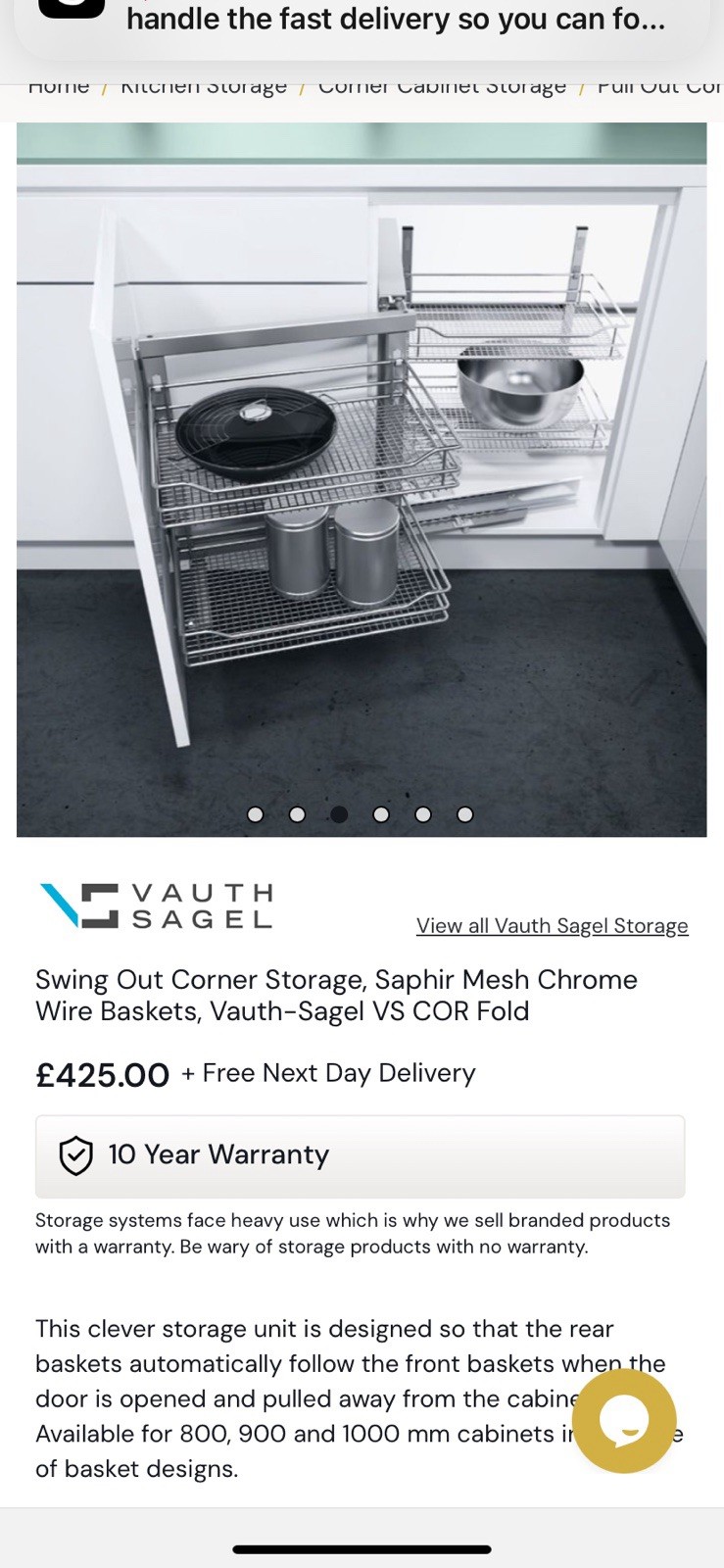 Band New Vaugh Sagel Pull Out Kitchen Corner storage. RRP £425